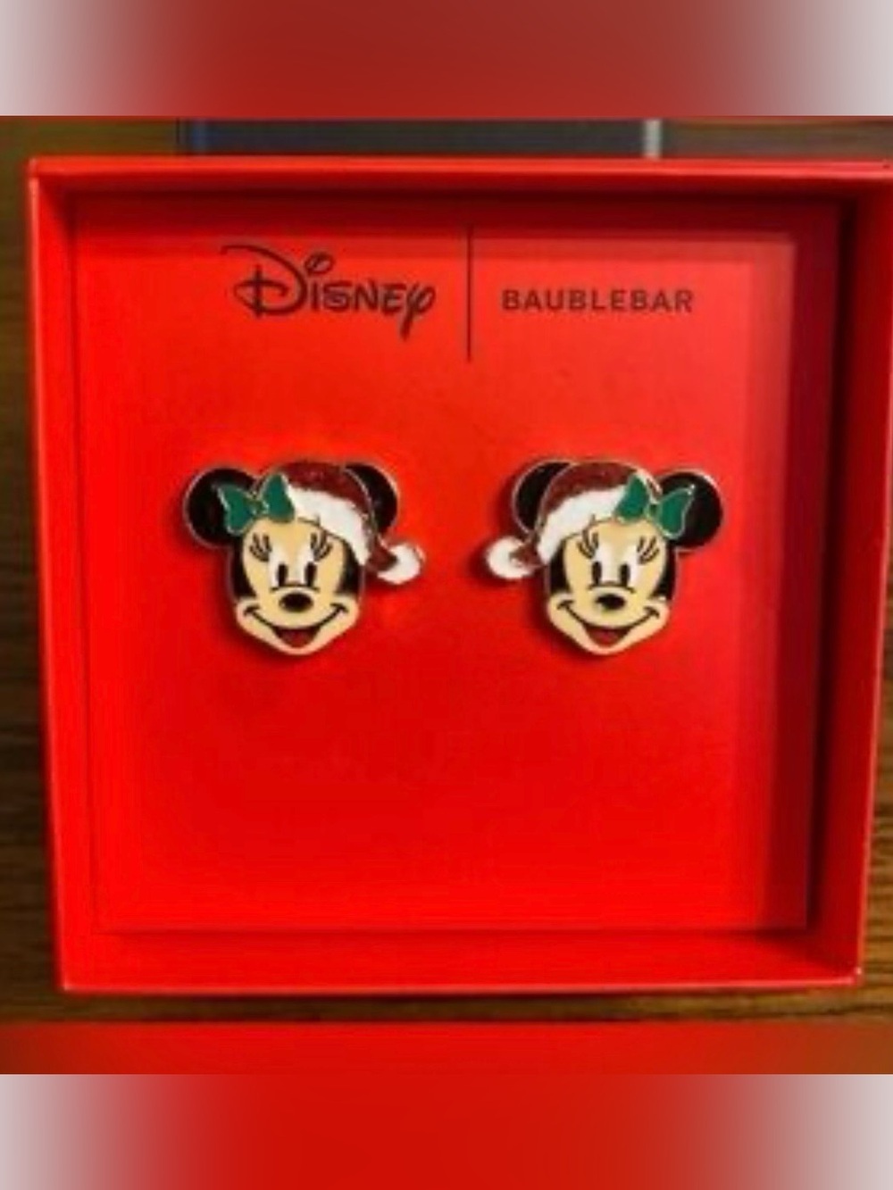 BaubleBar x Disney Minnie Mouse in Santa Hat Stud Earrings